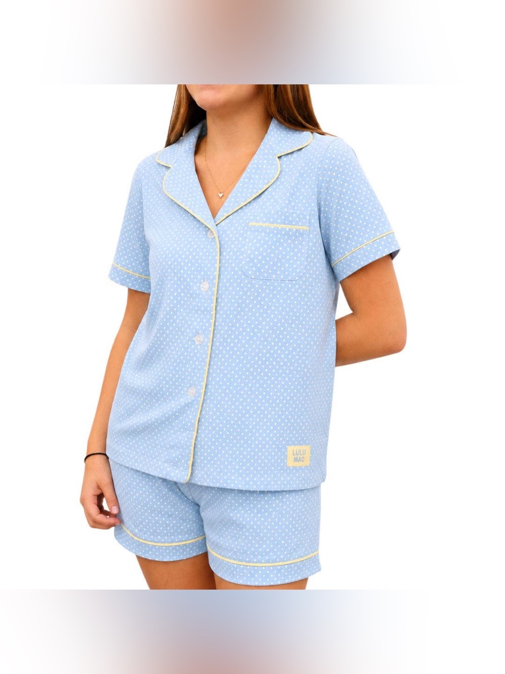 Lulu Mac Light Blue / Butter Polka Dot Pajama Set